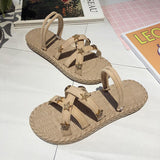 Women Open Toe Sandals Flats Summer Slippers Fashion Rivet Casual Daily