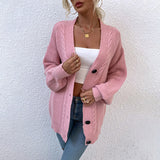 Women's Cardigan Knit Sweater Autumn and Winter Knitted Cardigan Twist Sweater Women's Coat