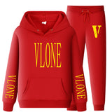 Vlone Hoodie & Pants 2 Piece Set Spring And Autumn Casual Sweater Loose Top