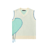 Men Sweater Hand Stitching Color Matching Sweater Waistcoat Men's Outer Wear