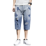 Men Jorts Boys Ripped Letter Print Printed Middle Pants