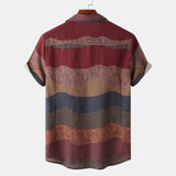 Camp Collar Shirt Short Sleeve Shirt Color Matching