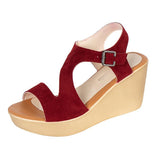 Women Open Toe Sandals Flats Summer Buckle Large Size High Heel Sandals