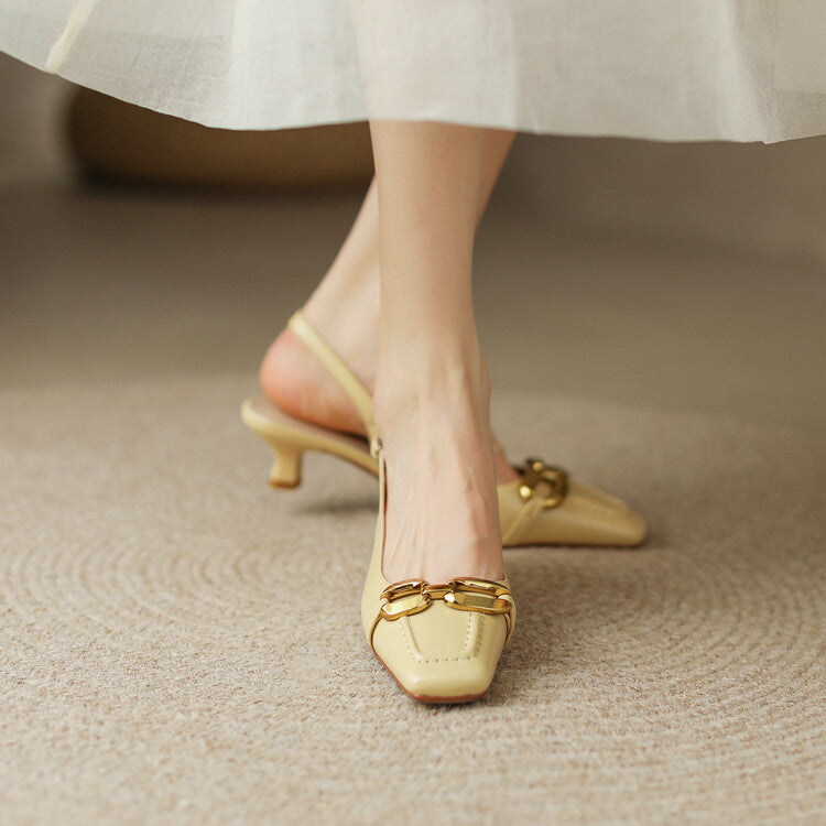 Nude Low Block Heel Inside and Outside Soft Leather Mid Heel