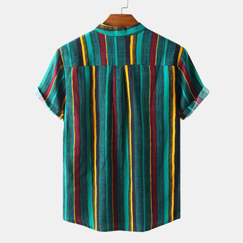 Camp Collar Shirt Short Sleeve Lapel Print