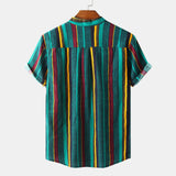 Camp Collar Shirt Short Sleeve Lapel Print