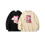 Man Fall Outfits Autumn Winter Sweater Men's and Women's Loose Bear Printed Student Casual Top