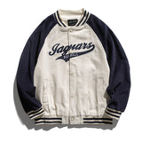 Man Fall Outfis Autumn Vintage Contrast Color Corduroy Letters Embroidered Baseball Uniform Preppy Style Top Men