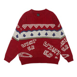 Men Sweater Letter Jacquard Color Matching Knitted Sweater Men's round Neck Sweater