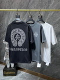 CHH Chrome Hearts T Shirts Cross Sanskrit Flocking Short Sleeve T-shirt