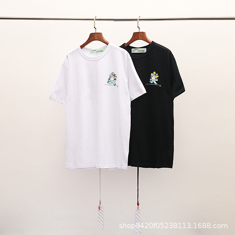 The Simpsons T Shirts Cartoon Simpsons Skateboard Letter Crew Neck