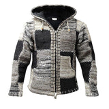 Baja Hoodie Splicing Knitwear Sweater Cardigan Hooded