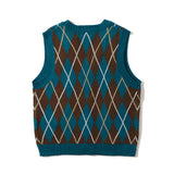 Men Sweater Plaid Jacquard Sweater Vest Men's Vest Coat