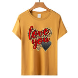 Valentine's Day T Shirts Couples Love Leopard Print Heart Printing Women's Pullover T-shirt