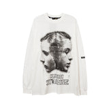 Man Fall Outfits Vintage Graffiti Printing Long Sleeve T-shirt Men and Women Autumn Sweater