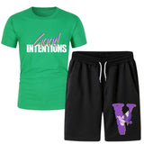 Vlone T Shirts & Shorts 2 Piece Set Short Sleeve T-Shirt Sports Summer