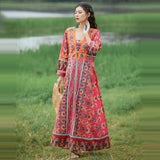 Gypsy Style Dresses Embroidered Ethnic Style V-neck Printing