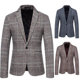 Men Prom Outfits Plaid Suit Business Casual Suit