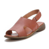 Highway Flat Sandals Summer Vintage Soft Bottom Flat Heel Women's Sandals Genuine Leather Strap Sandals for Women