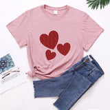 Valentine's Day T Shirt Large Size T-shirt Short Sleeve Red Heart Printing Summer