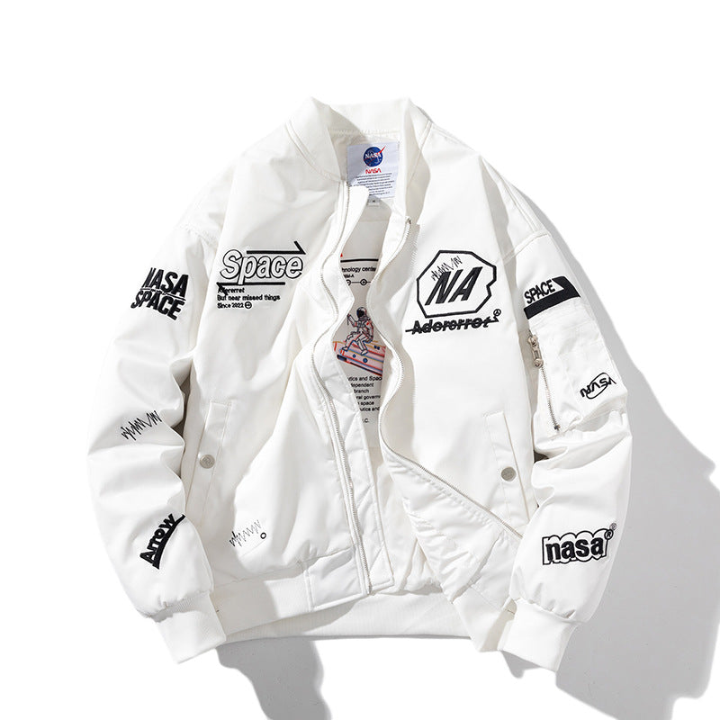 Varsity Jacket Spring Festival Gala Autumn Embroidery Jacket White Coat Short Women