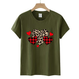 Valentine's Day T Shirts Couples Leopard Print Heart Printing Women's Pullover Short Sleeve T-shirt
