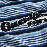 Men Sweater Embroidered Letter Patch Striped Sweater Men's Loose round Neck Pullover