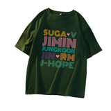 BTS Proof T Shirt Short Sleeve Korean T-shirt Bullet-Proof Youth League Member Name Peripheral Support Song-Promotion Costume Same Style Short-Sleeved T-shirt
