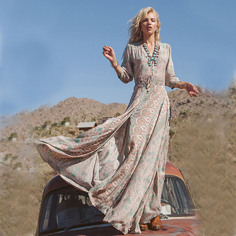 Gypsy Style Dresses Chiffon Print