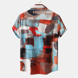 Camp Collar Shirt Color Block Short Sleeve Shirt