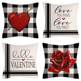 Valentine's Day Pillow Covers 4 Piece Random Styles Together, Truck Love Balloon Bicycle Ornament Pillow Cushion