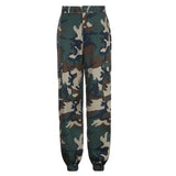 Julia Fox Low Rise Jeans Cool Girl Irregular Beam Foot Strap Camouflage Cargo Pants All-Match Slim Fit Woven Pants