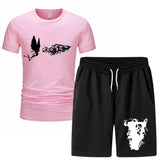 Vlone T Shirts & Shorts 2 Piece Set Men'S Summer Sports Fitness Casual Shorts Suit