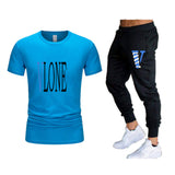 Vlone T Shirts & Pants 2 Piece Set Men'S Suit Summer T-Shirt Short Sleeve Trousers Sports And Leisure