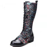 Beth Dutton Shoes plus Size Fashion Boots Embroidered Flowers Tall Knight Boots Women