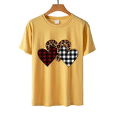 Valentine's Day T Shirts Couples Color Leopard Print Heart Printing Pullover Short Sleeve T-shirt