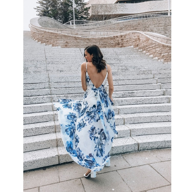 Beth Dutton Bohemian Dress Summer Spring Maxi Dresses Sexy Spaghetti-Strap Floral Print