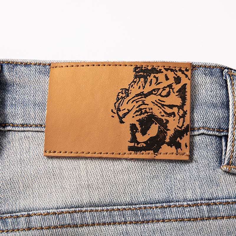 Men Jorts Vintage Embroidery Loose Bermuda Shorts