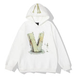 Kanye West Sunday Service Hoodie Skull V Stereo Word Printing Plus Velvet Hoodie