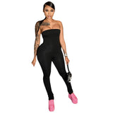 Summer New Fashion Women's Clothing Solid Color Sexy Bandeau Tight Sports Jumpsuit for Women