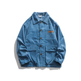 Man Fall Outfis Autumn Vintage Multi-Pocket Jacket Boys Hip Hop BF Loose Leisure Workwear Coat