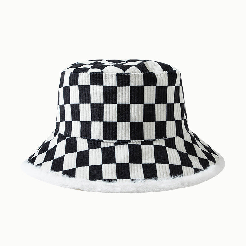 Vintage Check Bucket Hat Black and White Plaid