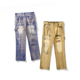 Man Fall Outfits Embroidered Ripped Jeans Fashion Brand Loose Straight