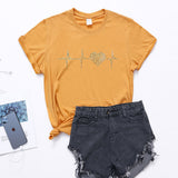 Valentine's Day T Shirt ECG Heart-Shaped Rhinestone Summer Large Size Top