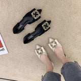 Finn Chain Pointed Toe Mule Shoes Pointed Toe Pumps Female Summer Low-Cut Low Heel Leisure Shoes
