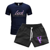 Vlone T Shirts & Shorts 2 Piece Set Men'S Short Sleeve Sports Beach