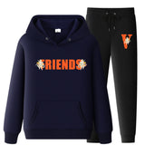 Vlone Hoodie & Pants 2 Piece Set Printed Sweater Casual