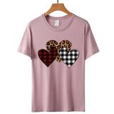 Valentine's Day T Shirts Couples Color Leopard Print Heart Printing Pullover Short Sleeve T-shirt