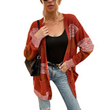 Women Pullover Knit Sweater Autumn and Winter Women's Striped Sweater Button Sweater Coat