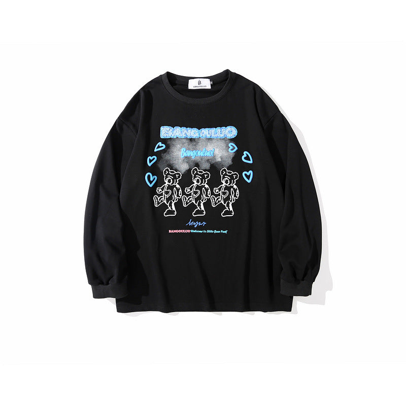 Man Fall Outfits Sweater Men's and Women's Autumn and Winter Loose Cartoon Letter Student Top